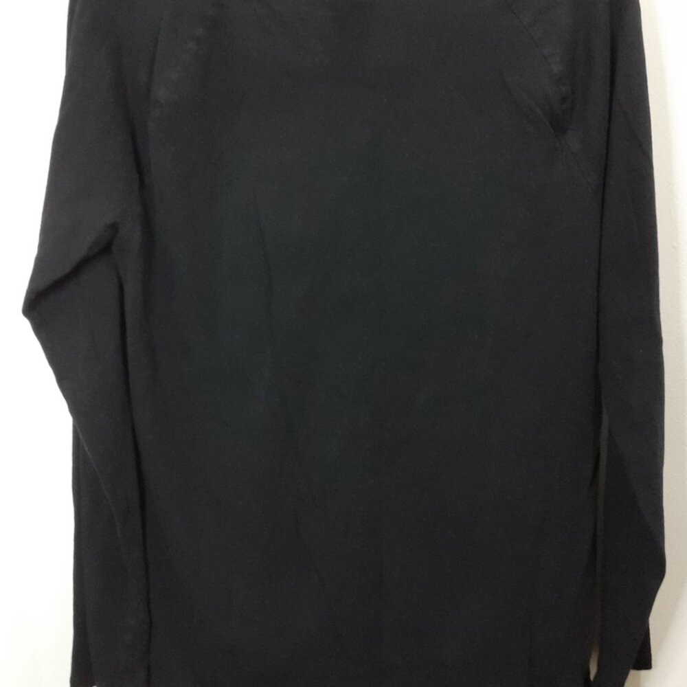 Victoria's Secret PINK Shirt Long Sleeve Black, White Logo SZ Med Cotton Hi Lo - Picture 2 of 7